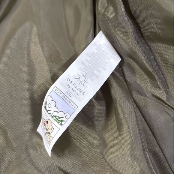 Offline by Aerie Military Green Cottagecore Casual Quilted Bomber Chore Jacket L - Picture 11 of 13